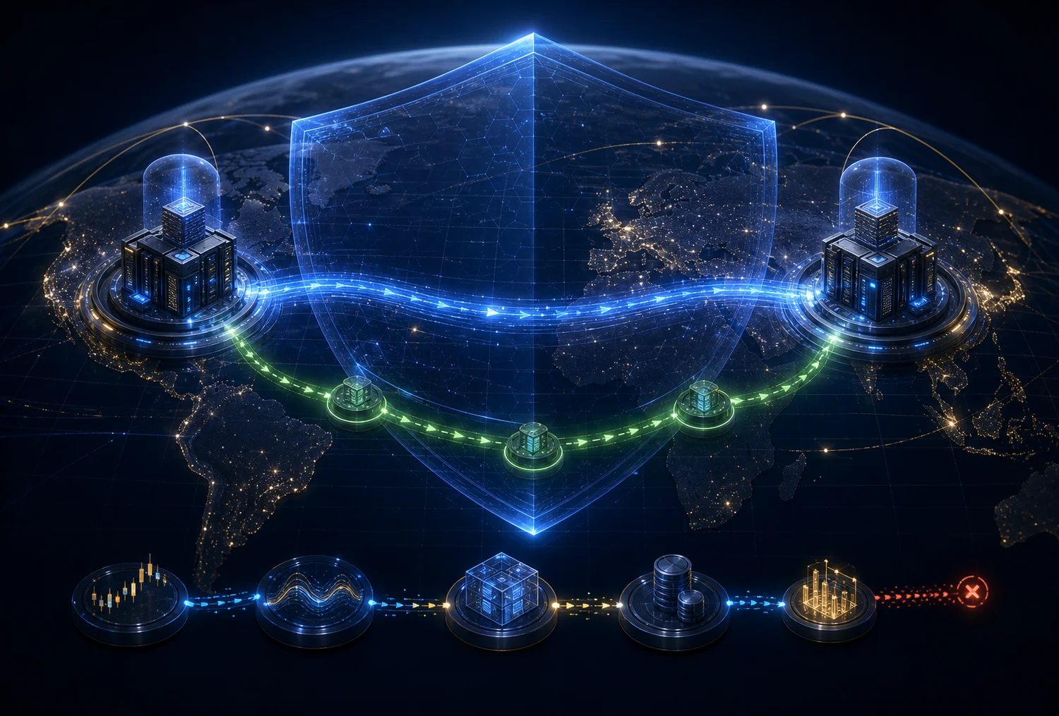 Global secure infrastructure with protected multi-region data routes and failover connectivity